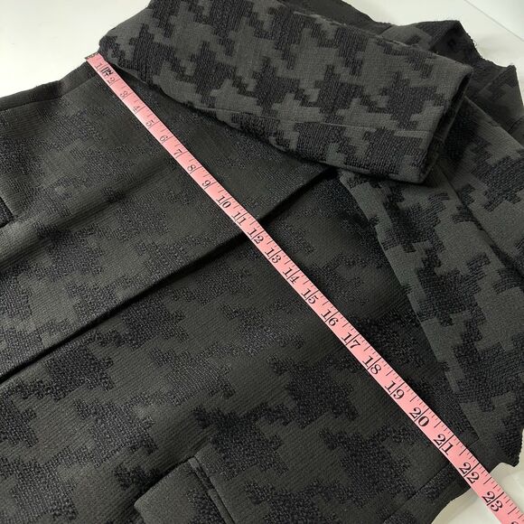 Louben Houndstooth Jacket Sz 16 Black Wool Blend Open Front Old Money Career - Picture 8 of 13